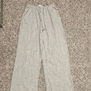 Abercrombie Women’s Linen Blend Pull on Drawstring Pants in Beige Size XS